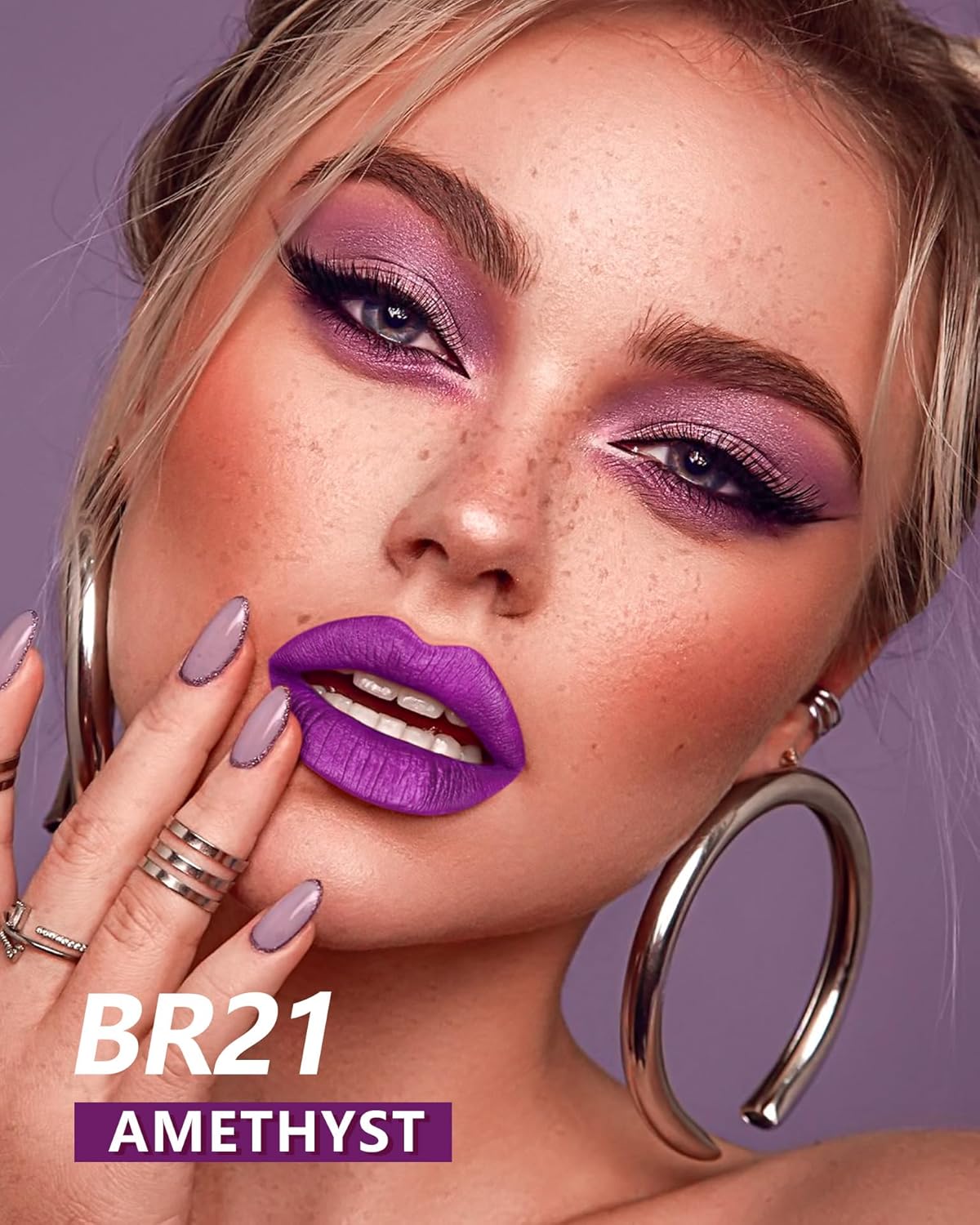 MAKI YIKA Purple Lipstick for Women Metallic Lipsticks Glitter Long Lasting Lipstick No Smudge No