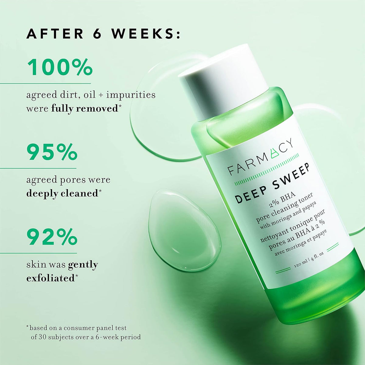 Farmacy 2% Salicylic Acid Toner for Face - Deep Sweep Gentle BHA Exfoliant for Oily Skin - Refines