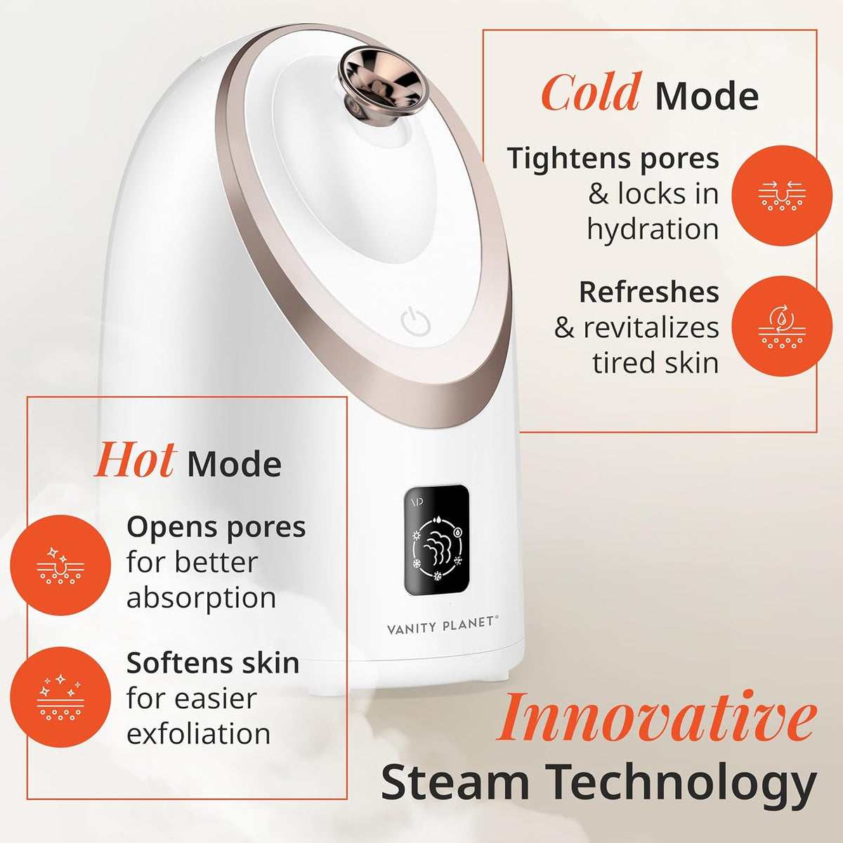 Senia Hot and Cold Facial Steamer by Vanity Planet - Detoxifying Aromatherapy Facial Steamer with