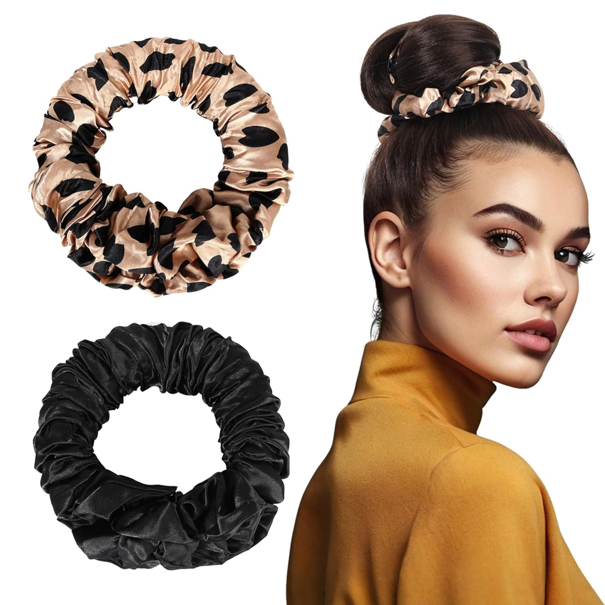2 Pack Heatless Curling Scrunchie, Heatless Hair Curler Overnight to Sleep In, No Heat Curls for