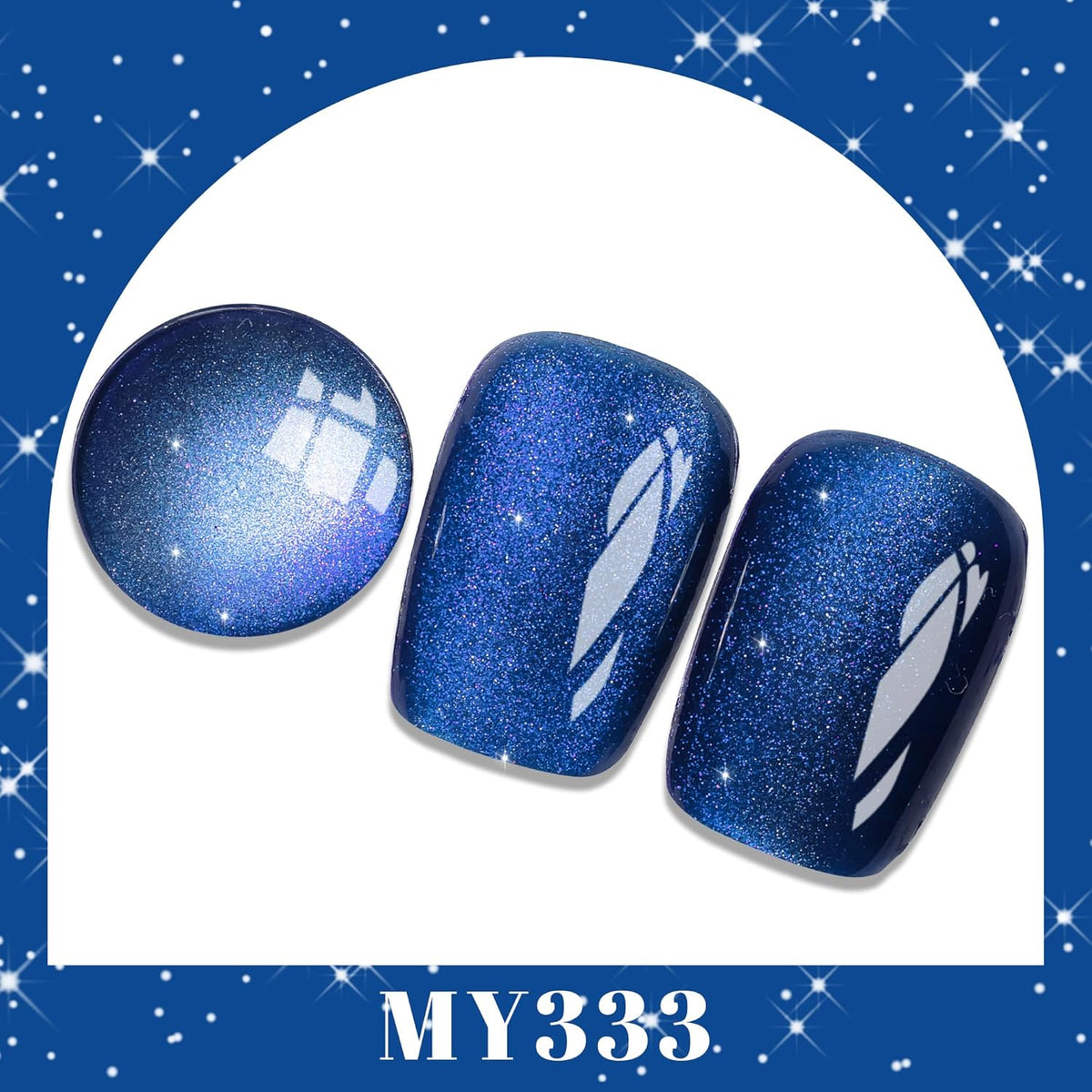 YTD Likomey Cat Eye Gel Nail Polish,15ml Blue Holographic Translucent Neutral Jelly Sheer Shiny