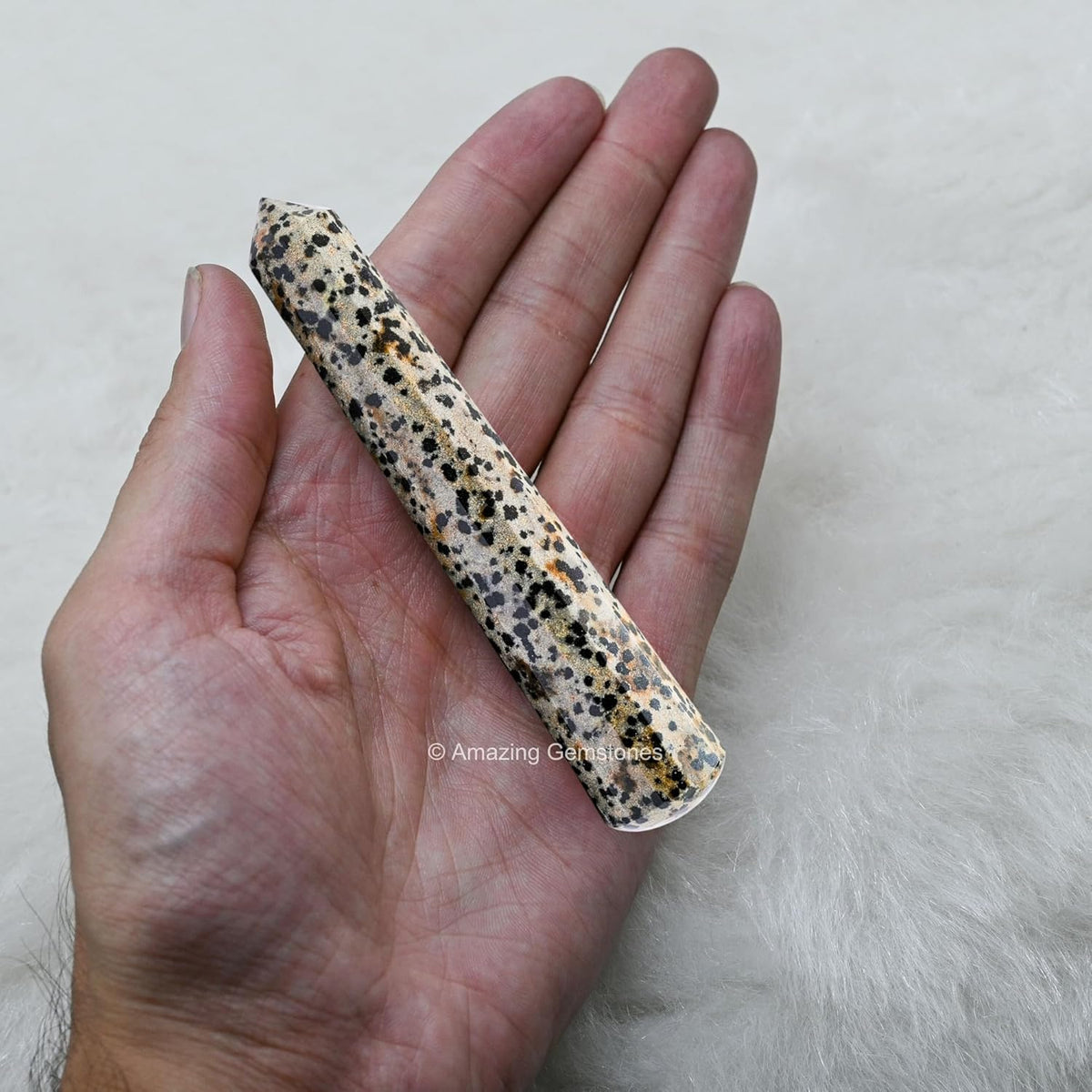 Amazing Gemstone Dalmatian Jasper Crystal Wand Massage Stick - Pelvic Wand Gua Sha for Adults