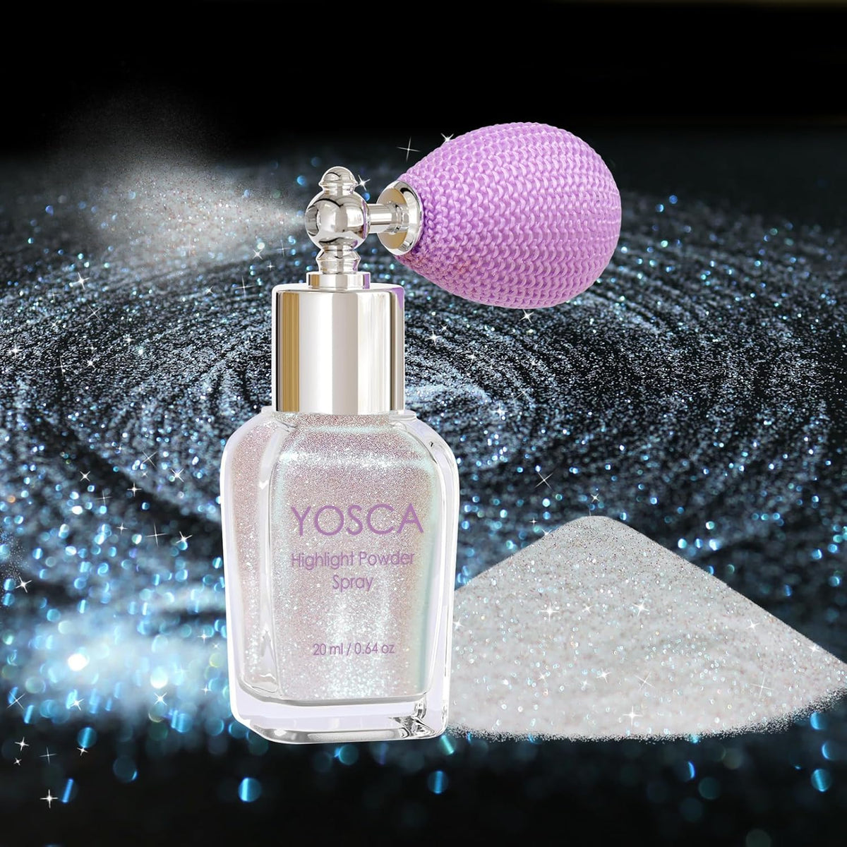 Yosca Body Glitter Spray, 30ML Loose Body Shimmer Powder Iridescent Hair Spray White Glitter