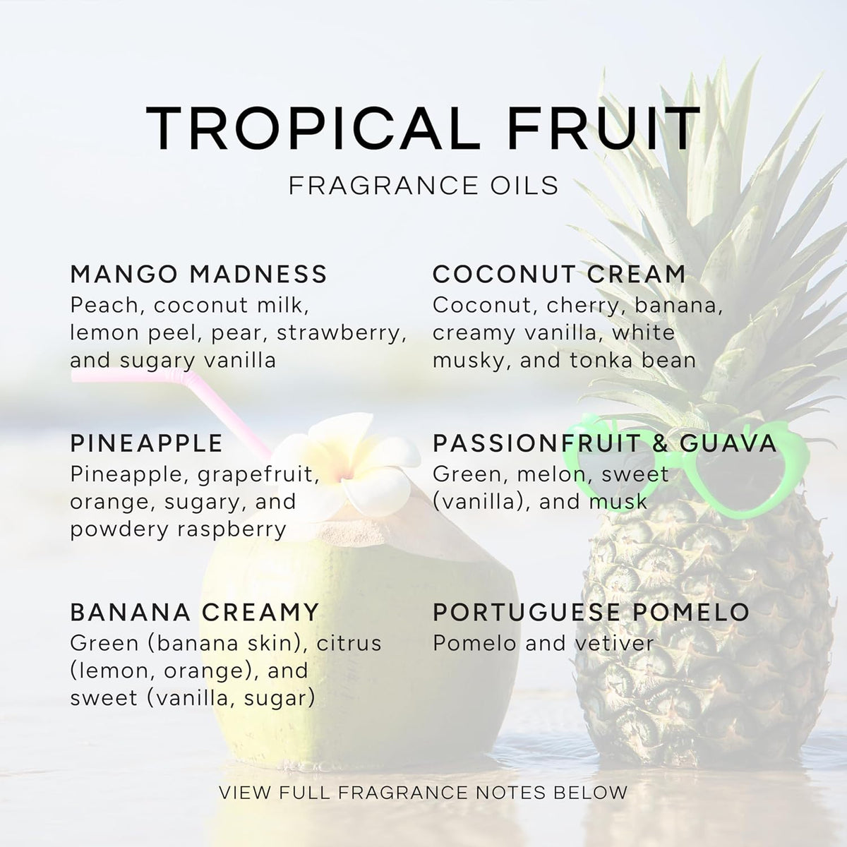 Eternal Essence Oils Tropical Fruit Set of 6 Premium Fragrance Oils - Includes Mango, Coconut
