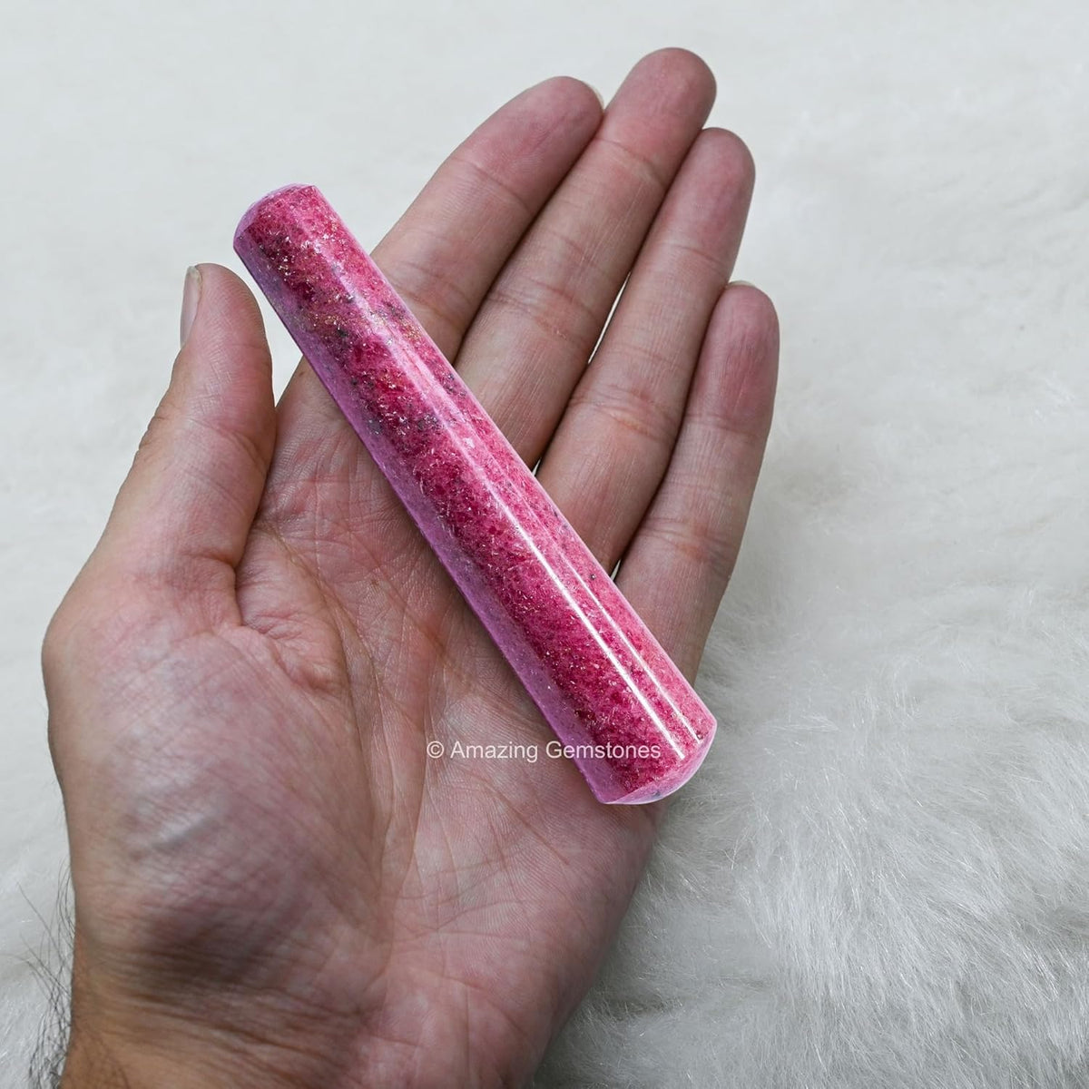 Amazing Gemstone Rhodonite Crystal Wand Massage Stick - Pelvic Wand Gua Sha for Adults - Crystals
