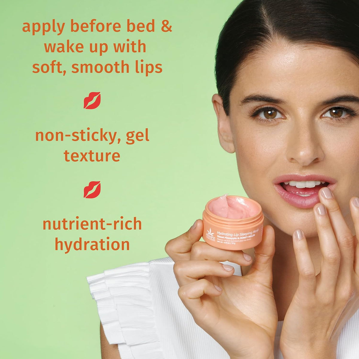 Hempz Hydrating Lip Sleeping Mask - Sweet Pineapple & Honey Melon (.95 Oz.) | Overnight Hydrating