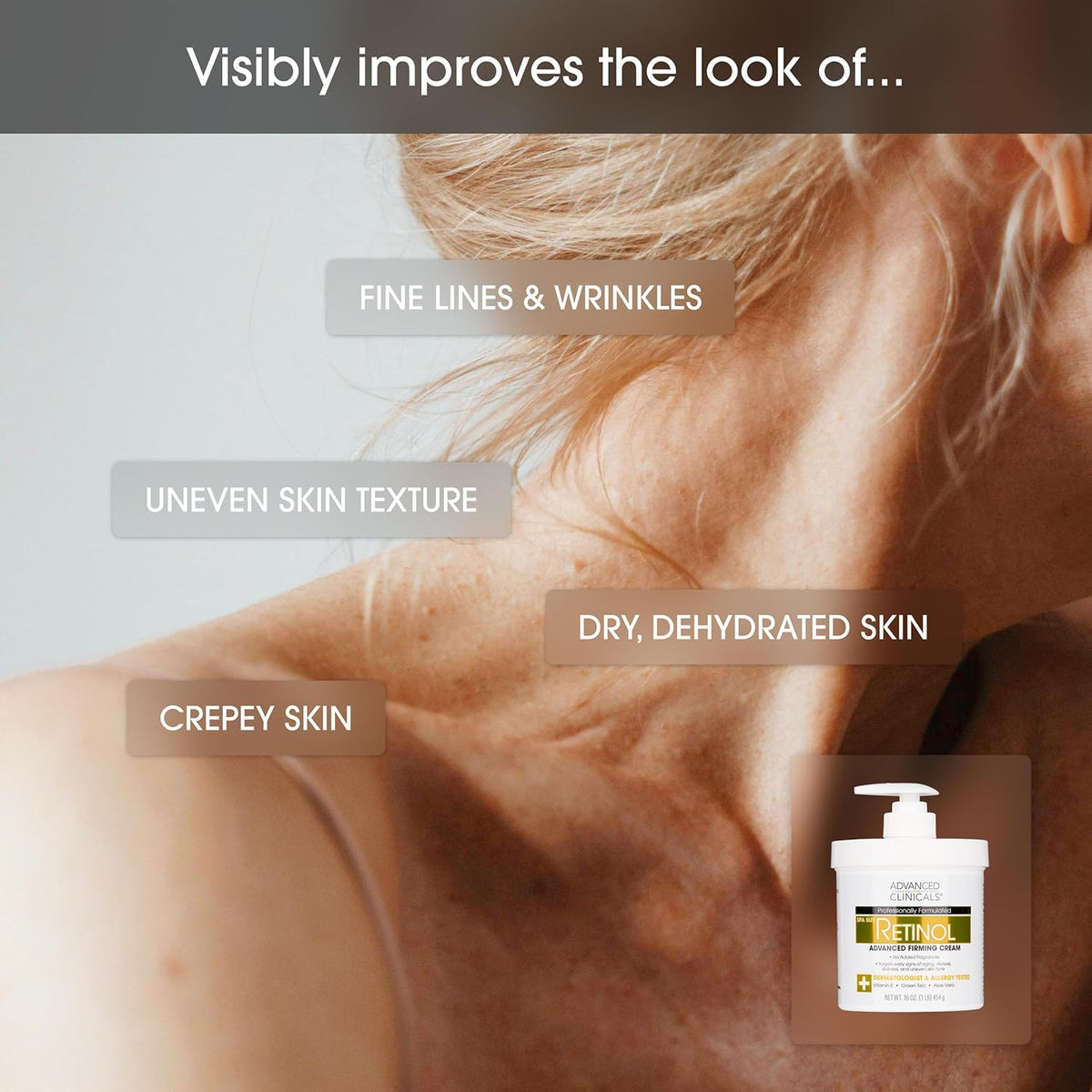 Advanced Clinicals Retinol Body Lotion + Collagen Body Oil 2pc Skincare Set For Women & Men |