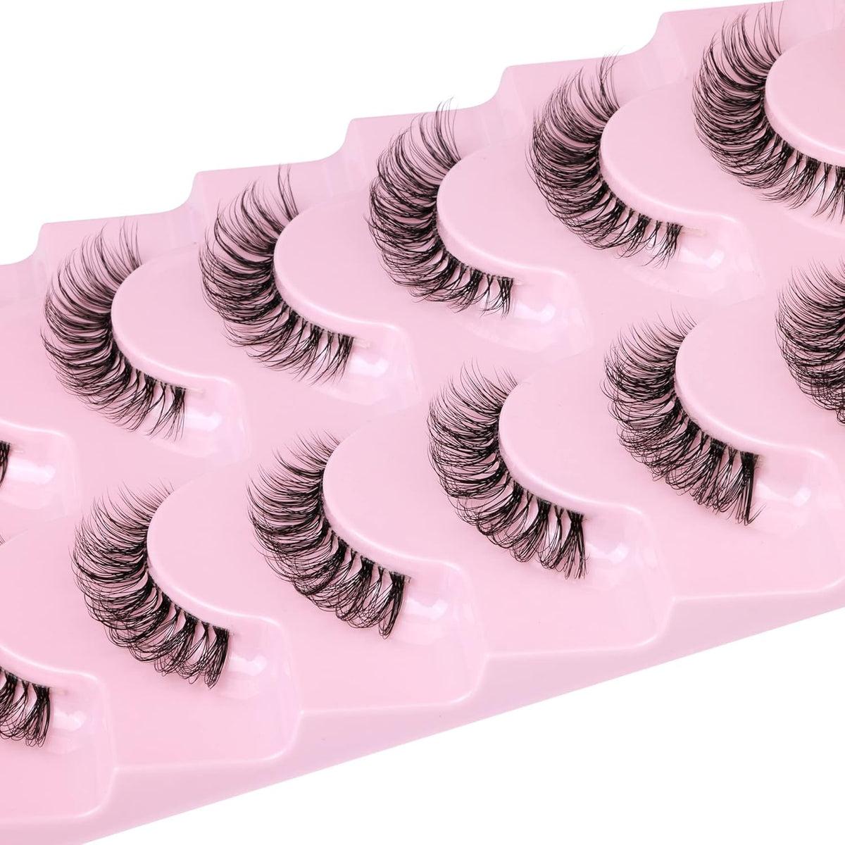 JIMIRE Lashes Natural Look Clear Band Demi-Wispies Short False Eyelashes Fluffy 3D Cat Eye 13MM