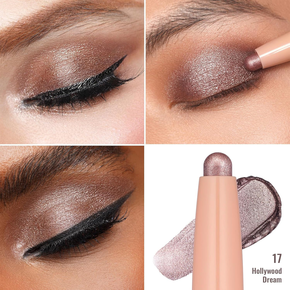 Oulac Eyeshadow Stick Set Smooth & Long Lasting, Twist-up Design Shimmering Glitter Finish
