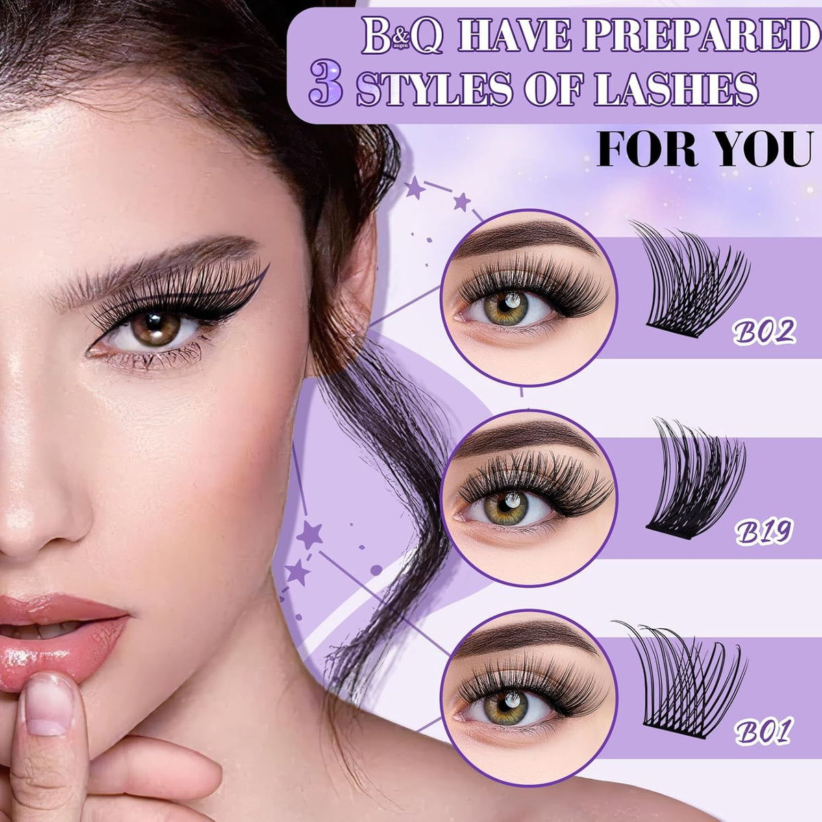 B&Qaugen Lash Clusters 156PCS Lash Clusters Kit B01+B02+B19 DIY Lash Extension Kit Eyelash