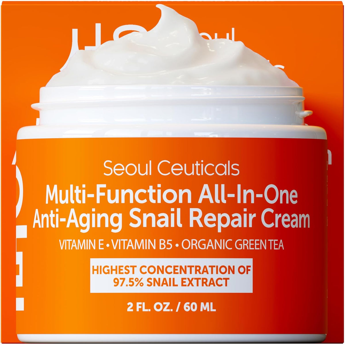 SeoulCeuticals Korean Skin Care 97.5% Snail Mucin Moisturizer Cream - K Beauty Skincare Day & Night