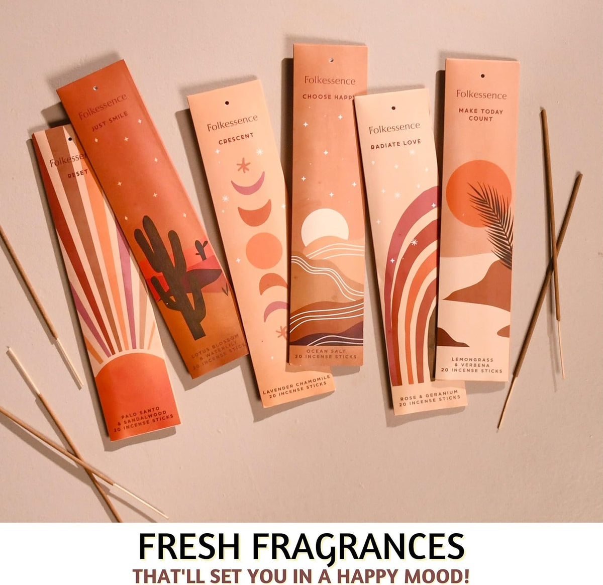 Folkulture Incense Sticks | Set of 6 (120 Sticks) Non Toxic Palo Santo Insence-Sticks | 45 Mins