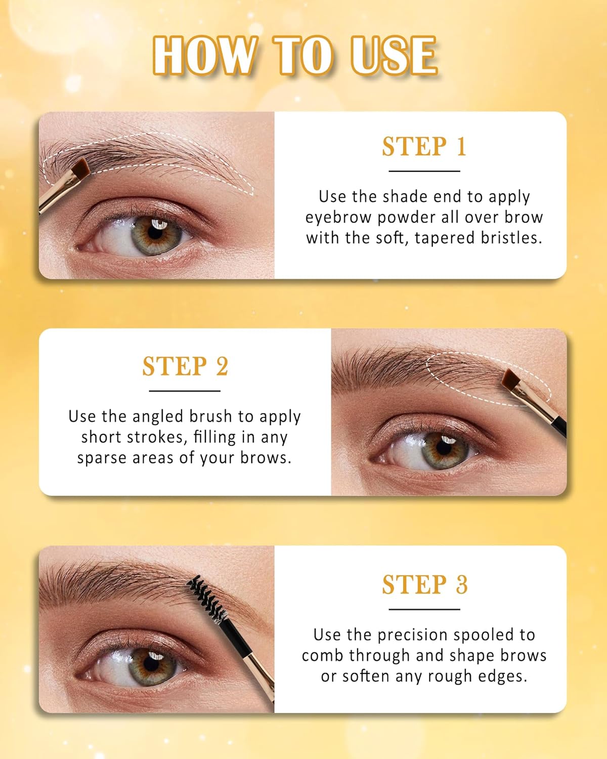 Eyebrow Powder Kit-2 Colors Eye Brow Tinting Powder Palette Long-Lasting Waterproof, Light Dark