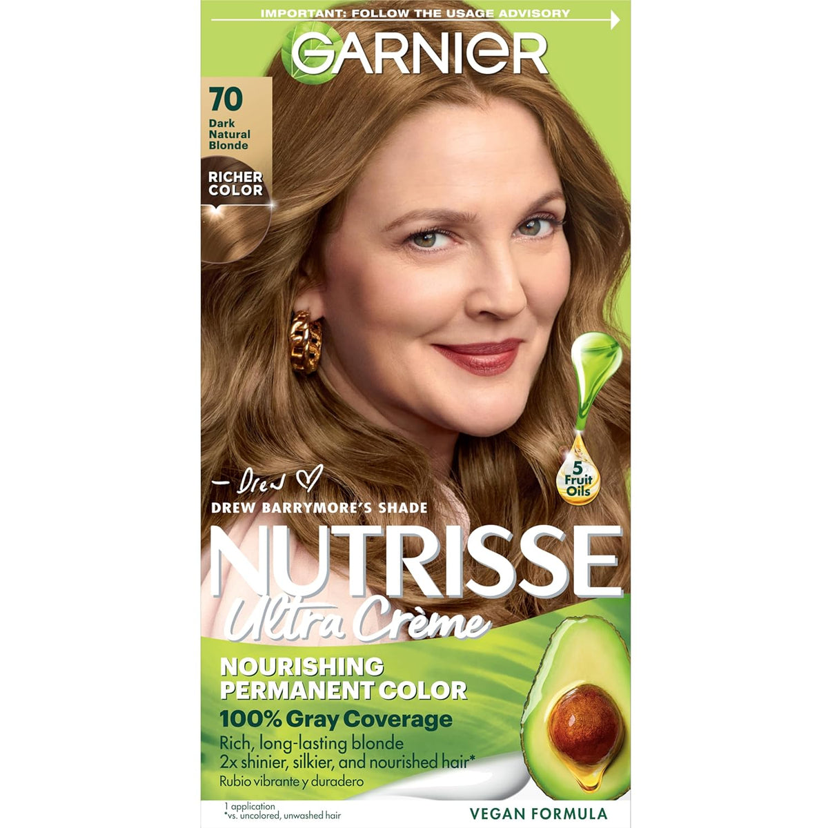 Garnier Hair Color Nutrisse Nourishing Creme, 70 Dark Natural Blonde (Almond Crème) Permanent Hair