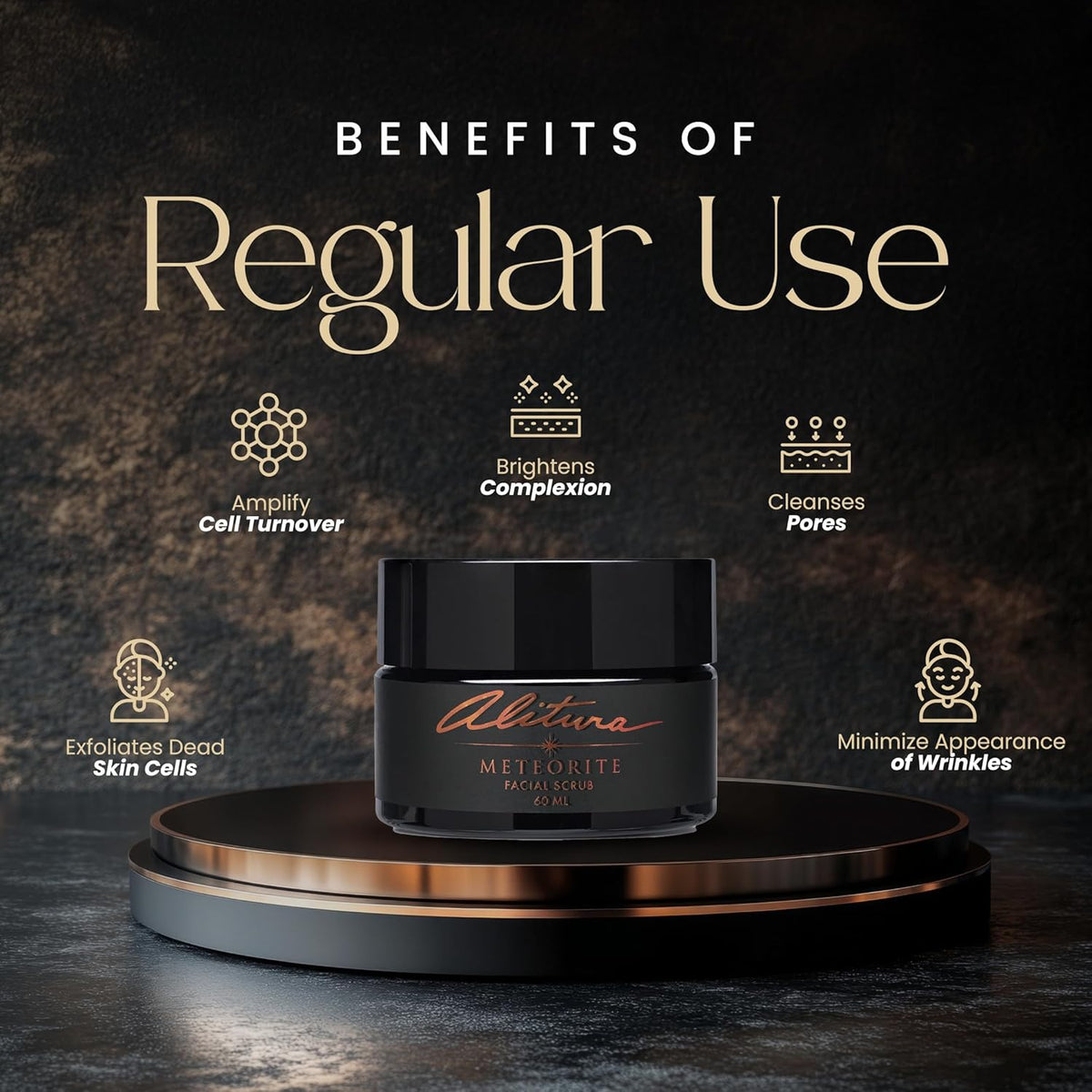 Alitura Meteorite Scrub – Exfoliating Face & Body Scrub with Pearl Powder & Bamboo Stem Cells