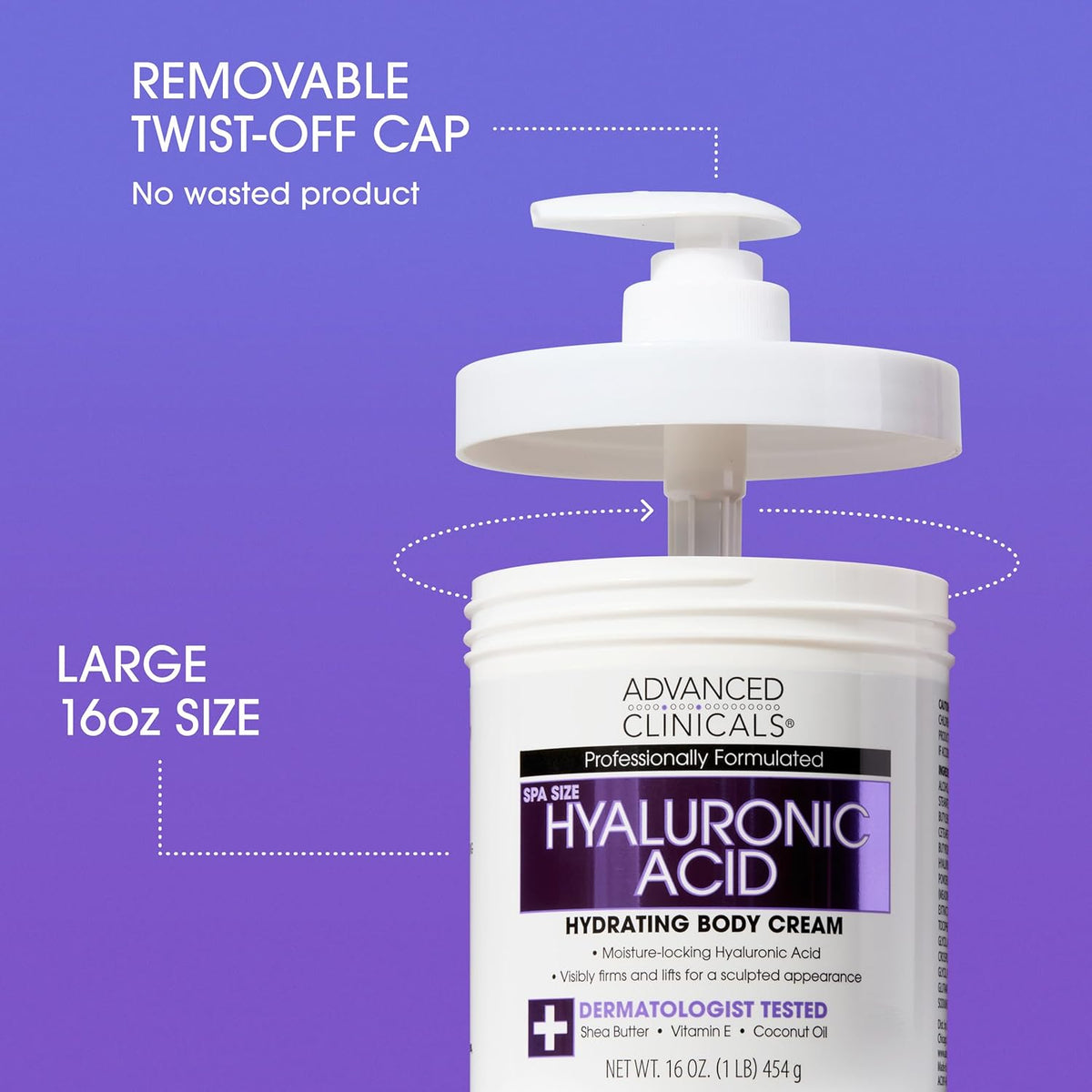 Advanced Clinicals Hyaluronic Acid Face Moisturizer Gel Cream + Hyaluronic Acid Body Cream 2pc