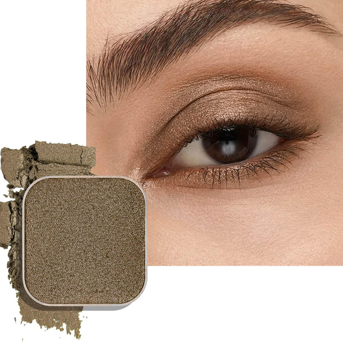Magnetic Single Shimmer Bronze Eyeshadow with Metal Pan, Pressed Powder Refill, Ideal for Smoky Eye