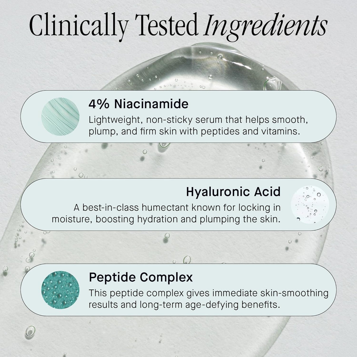 Brandefy No Needles - Niacinamide Serum, Peptides and Hyaluronic Acid. Hydrating & Plumping Serum