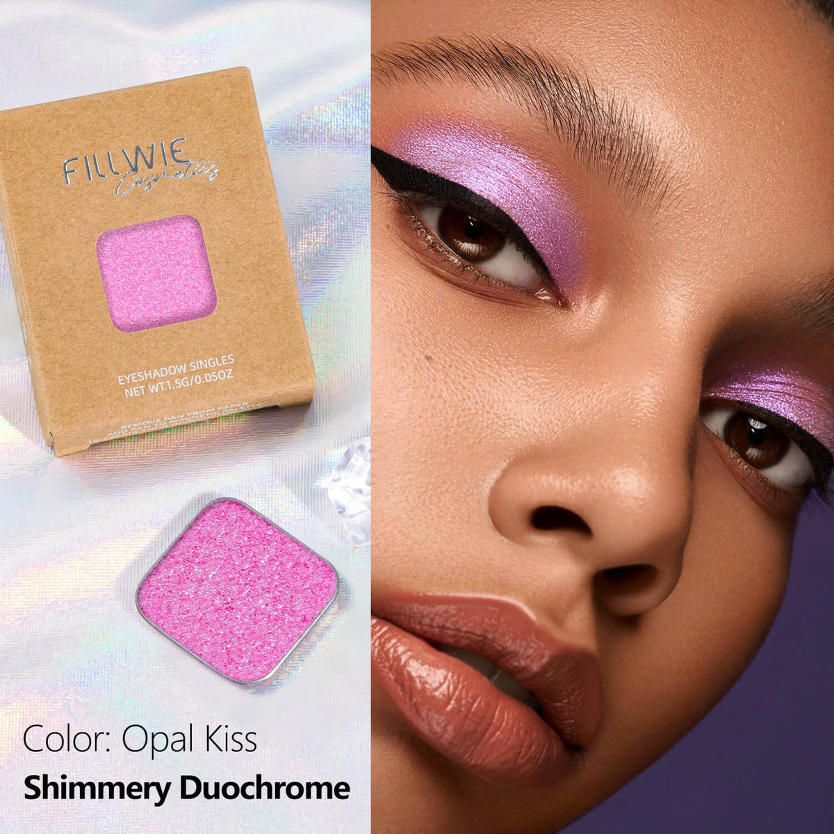 Chameleon Single Eyeshadow,Soft Pink-White,Pressed Powder,High Pigment,Smudge-Proof, Smooth Blend