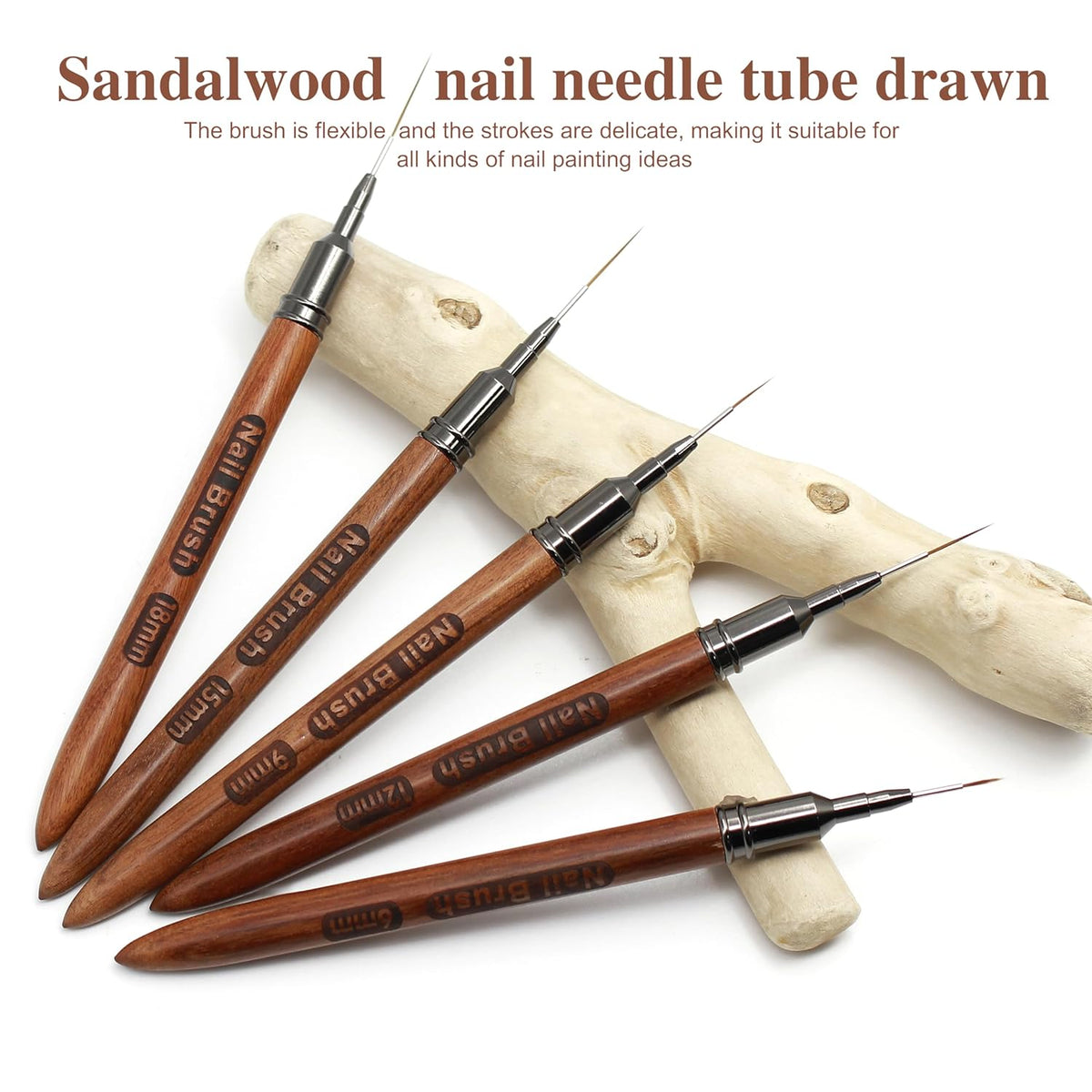 Nail Art Brushes, 5Pcs Wooden Nail Art Liner Brushes,Natural color,Painting Art Design Brush Set