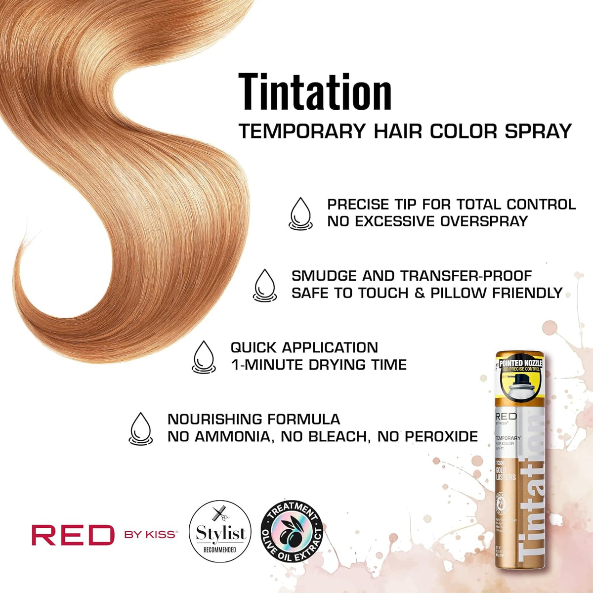 KISS Temporary Hair Color Spray Hair Dye Spray Hair Styling Spray One Day Instant Fast-Drying