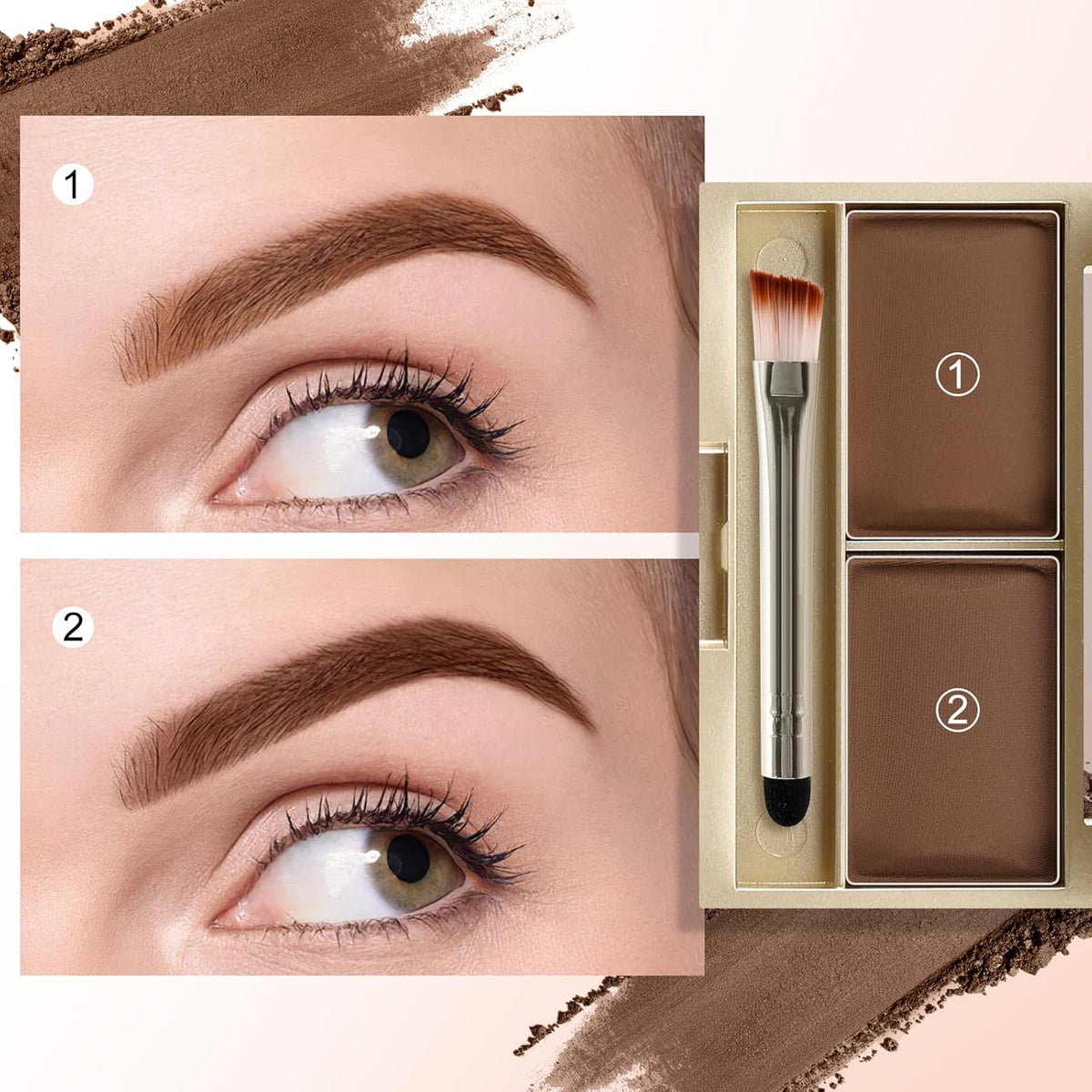 Boobeen Eyebrow Powder Kit, 2-color Waterproof Eyebrow Palette Makeup to Definer & Filler Brows