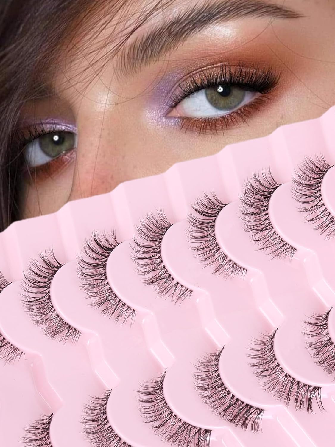Lashes Natural Look False Eyelashes Wispy 13mm Eye Lashes Pack with Thin Cotton Band C Curl Fake