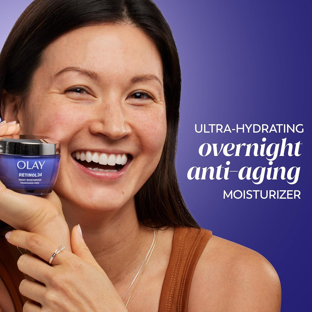 Olay Retinol 24 Face Moisturizer, Anti-Aging Night Cream for Women, Fragrance-Free, Non Greasy