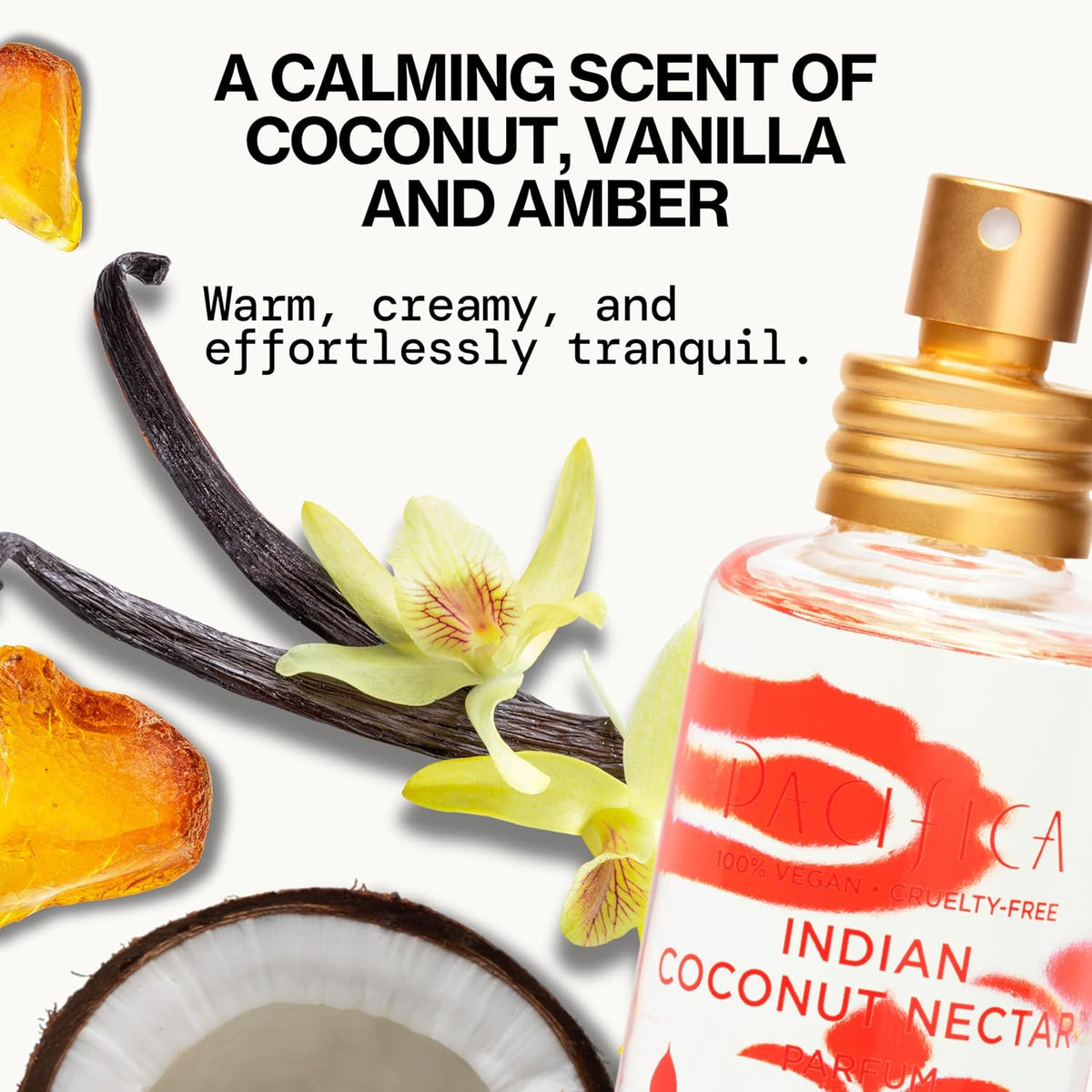 Pacifica Indian Coconut Nectar Perfume Spray – Tropical Vanilla & Coconut Fragrance, Layerable