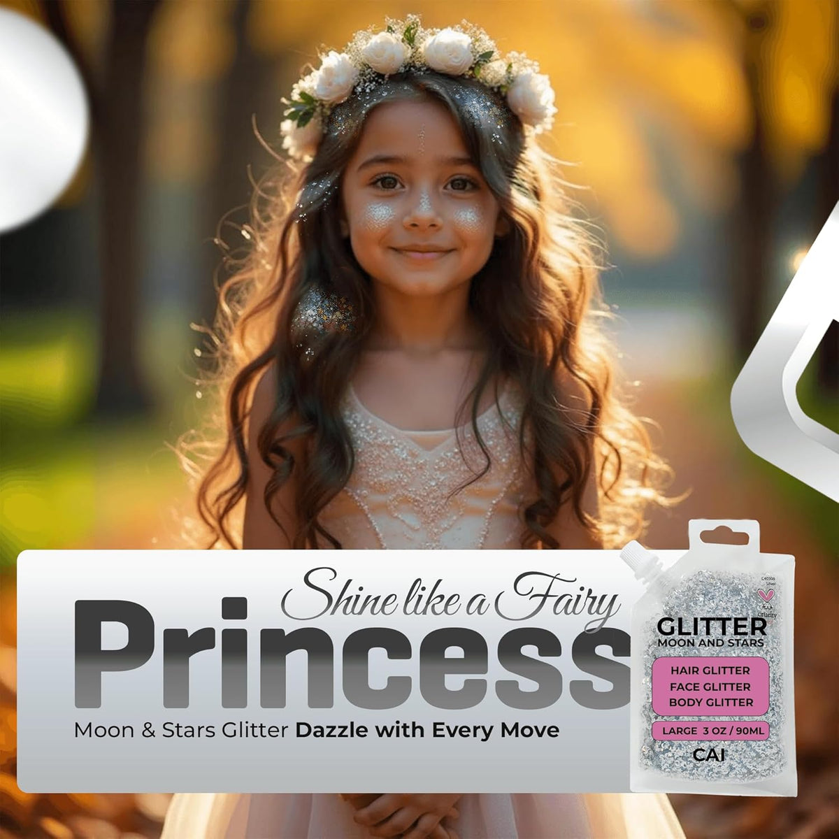 Face, Body & Hair Glitter Gel – Halloween Glitter for Kids and Women – 3 Oz Cosmetic-Grade Gel