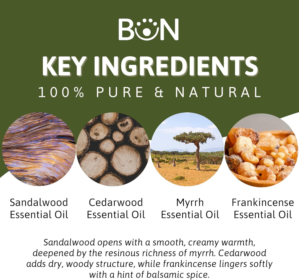 Best of Nature Meditate Essential Oil Blend – Sandalwood, Myrrh, Cedarwood & Frankincense – 100%