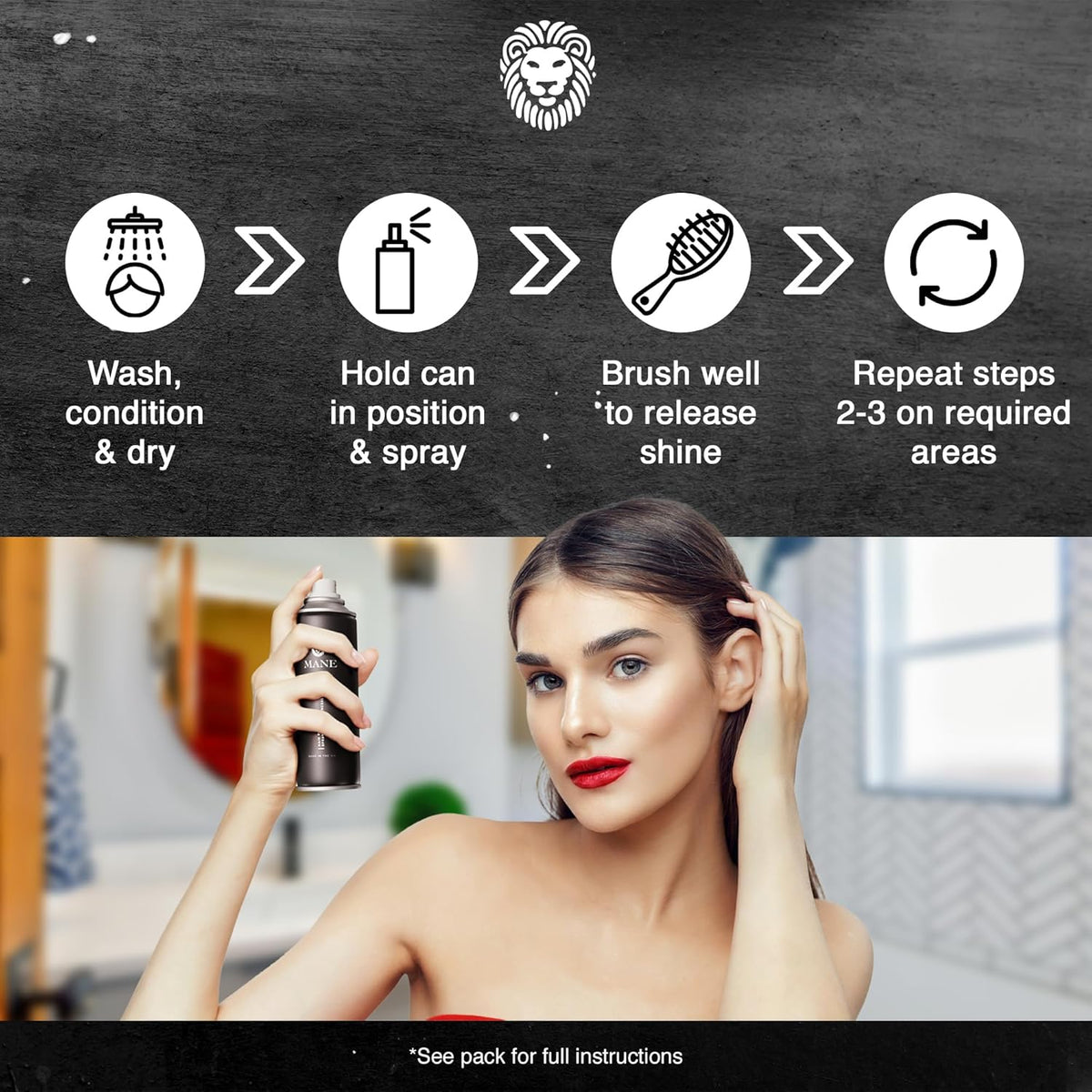 Mane Hair Thickening Spray & Root Touch Up, Instantly Thicker Hair for Men & Women, Fill in