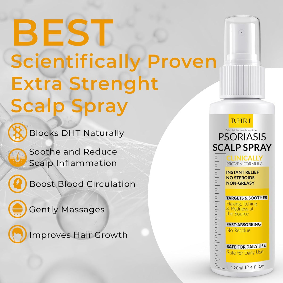 Psoriasis Scalp Spray | Psoriasis and Dandruff Treatment for Scalp Yeast Infections, Psoriasis