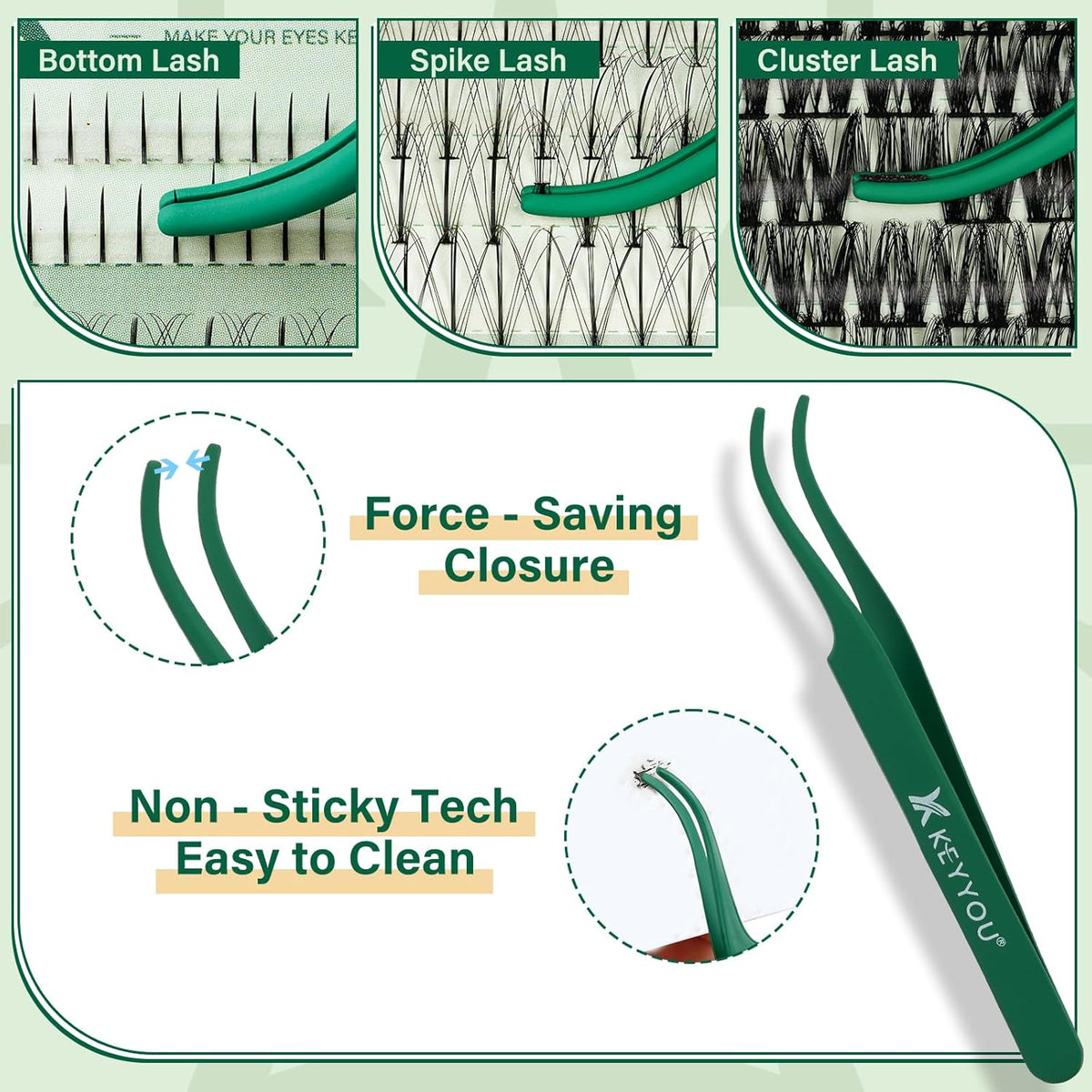 KEYYOU Lash Extension Kit Mixed 5-16mm Eyelash Extension Kit with Bottom Lashes Multi-Type Lash