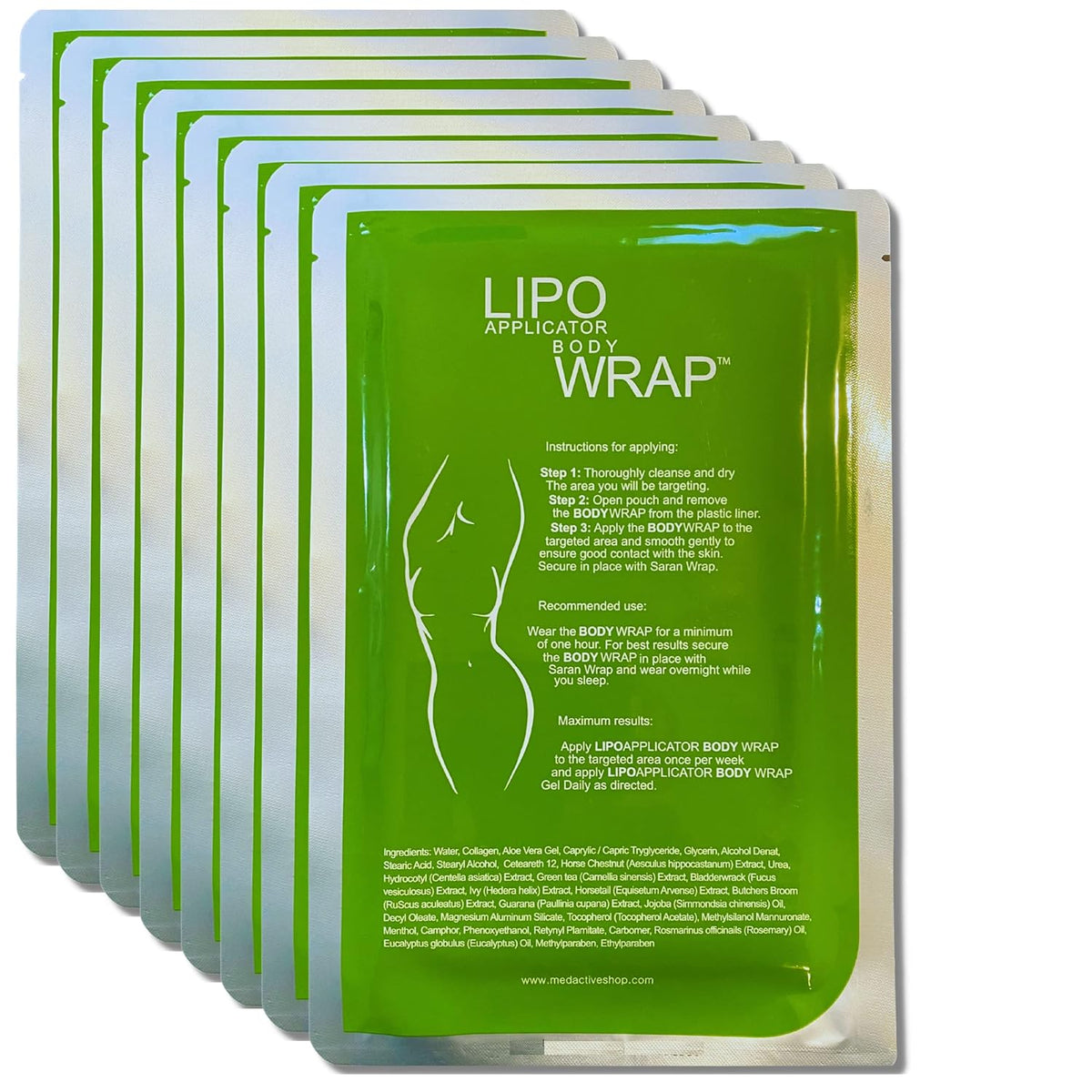 Ultimate Lipo Body Wrap With Guarana, Green Tea, and Seaweed Wraps Works for Stomach Belly Legs