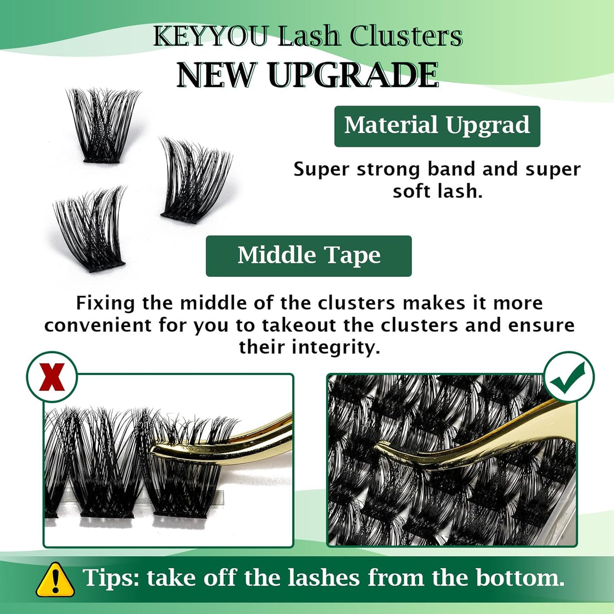 Lash Clusters 96pcs Individual Lashes Y01 D Curl 14mm Eyelash Clusters KEYYOU Volume Wispy Lash