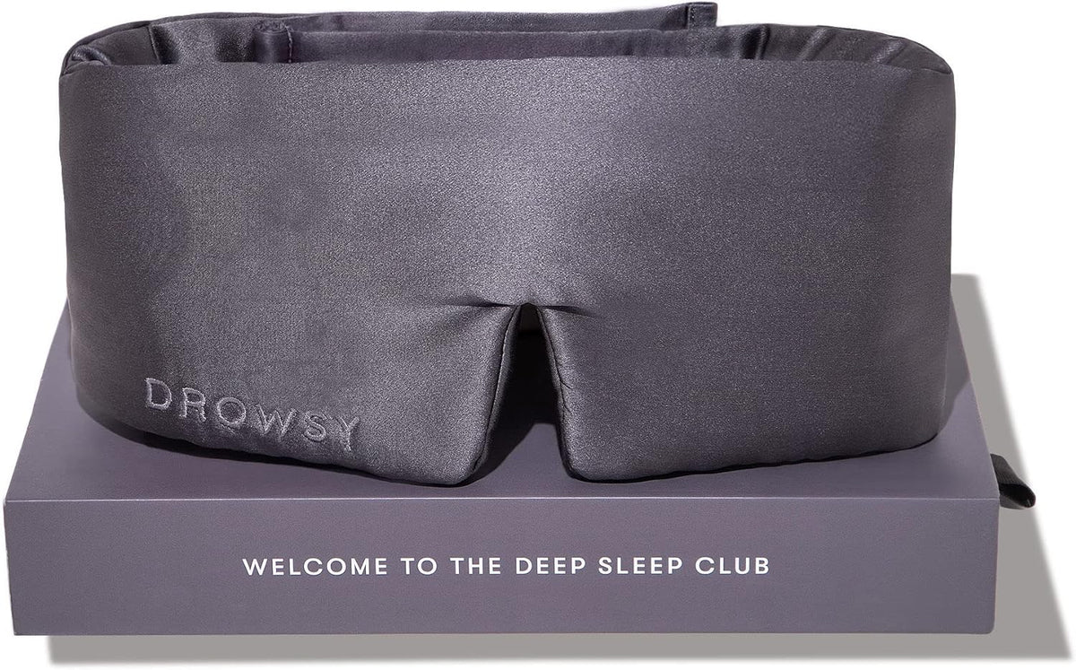 DROWSY Silk Sleep Mask. Face-Hugging, Padded Silk Cocoon for Luxury Sleep in Total Darkness.