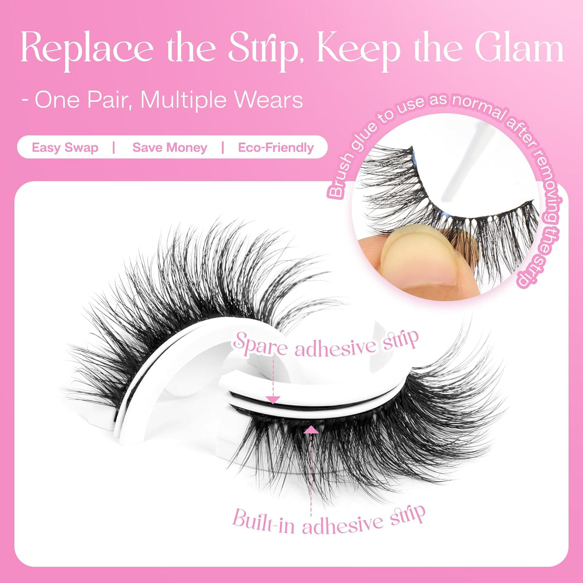 CALAILIS Self Adhesive Eyelashes 5 Pairs Natural Look Press On Lashes No Glue Need Eyelashes