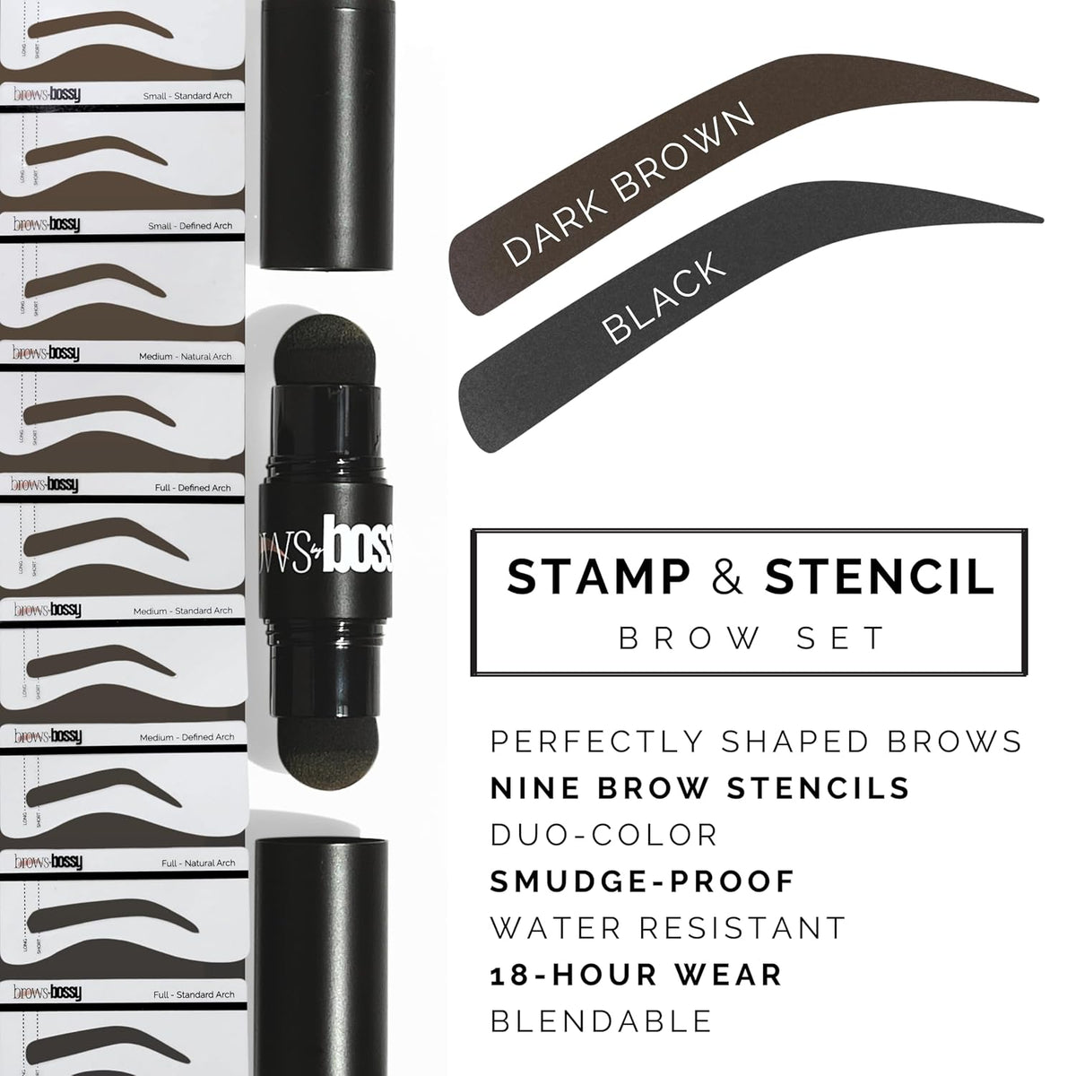 Dual-Color Eyebrow Stamp Stencil Kit with 9 Reusable Eyebrow Stencils for Professional Brow