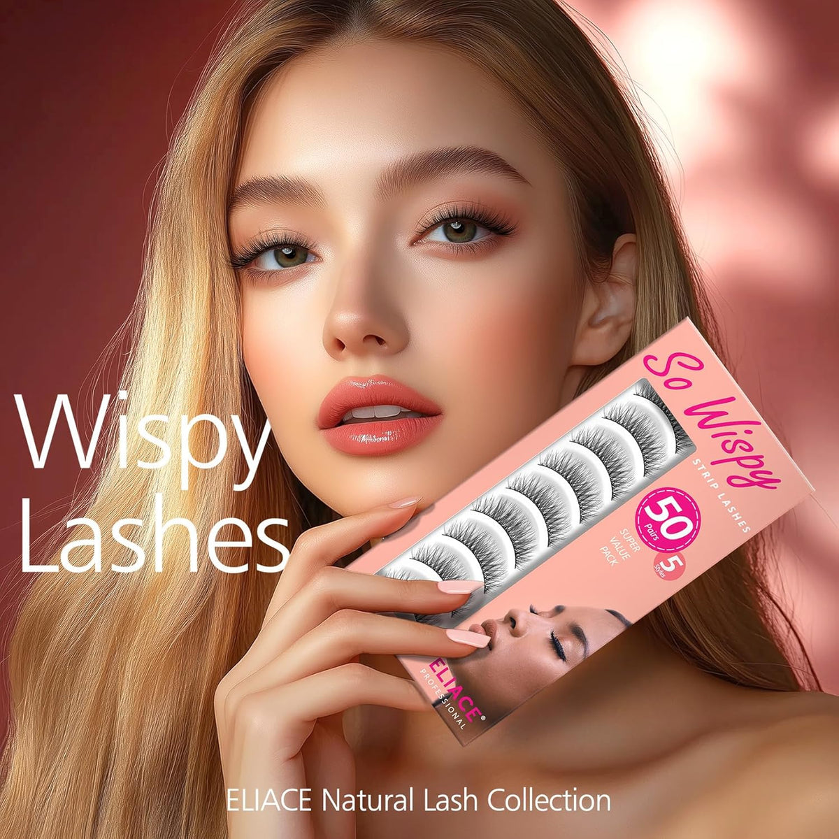 Eliace Luxurious 50 Pairs 5 Styles Cat Eye Lashes Wispy False Eyelashes Natural look 3D Mink Lashes