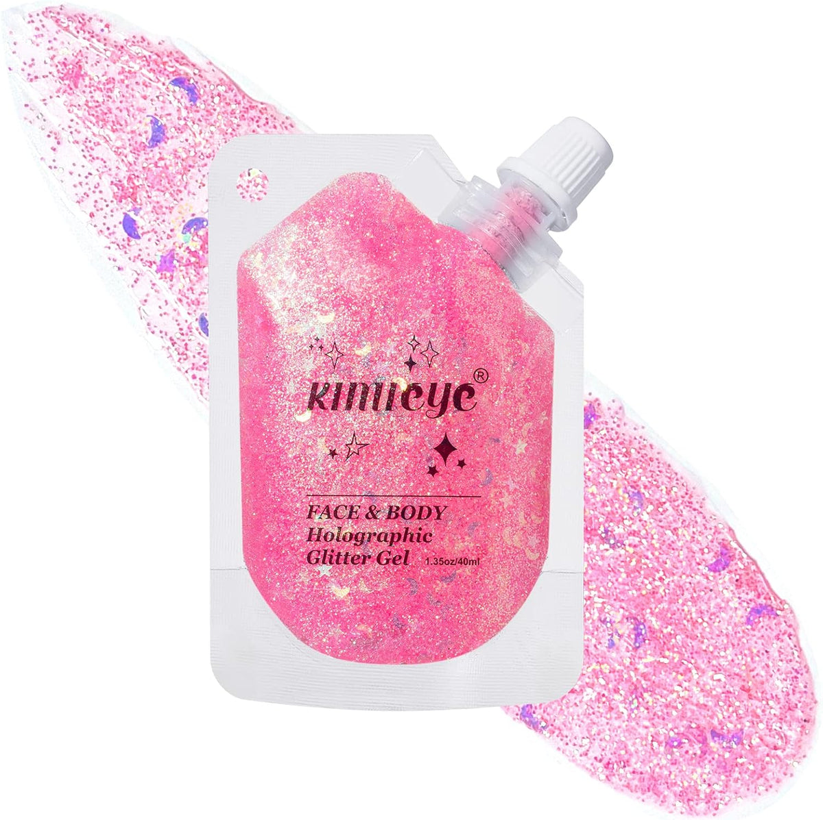 Holographic Face Glitter Gel Body Shimmer Makeup for for Hair, Face, Clavicle, Arm, Nail