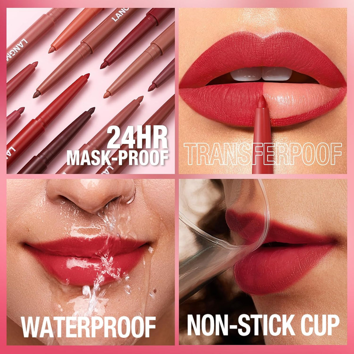 LANGMANNI 8Pcs Sculpting Matte Velvet Lip Liner Set,Smooth Creamy Texture,Waterproof And High
