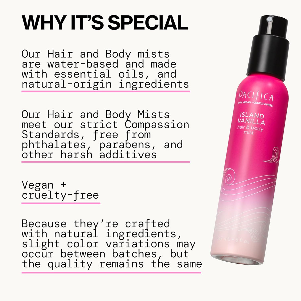 Pacifica Hair Mist Perfume & Full Body Spray for Women - Island Vanilla Body Mist Fragrance