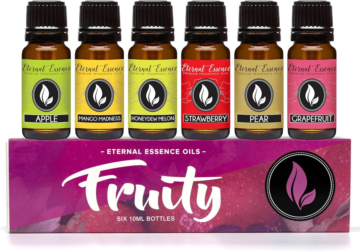 Eternal Essence Oils Fruity Set of 6 Premium Fragrance Oils - Includes Apple, Mango Madness