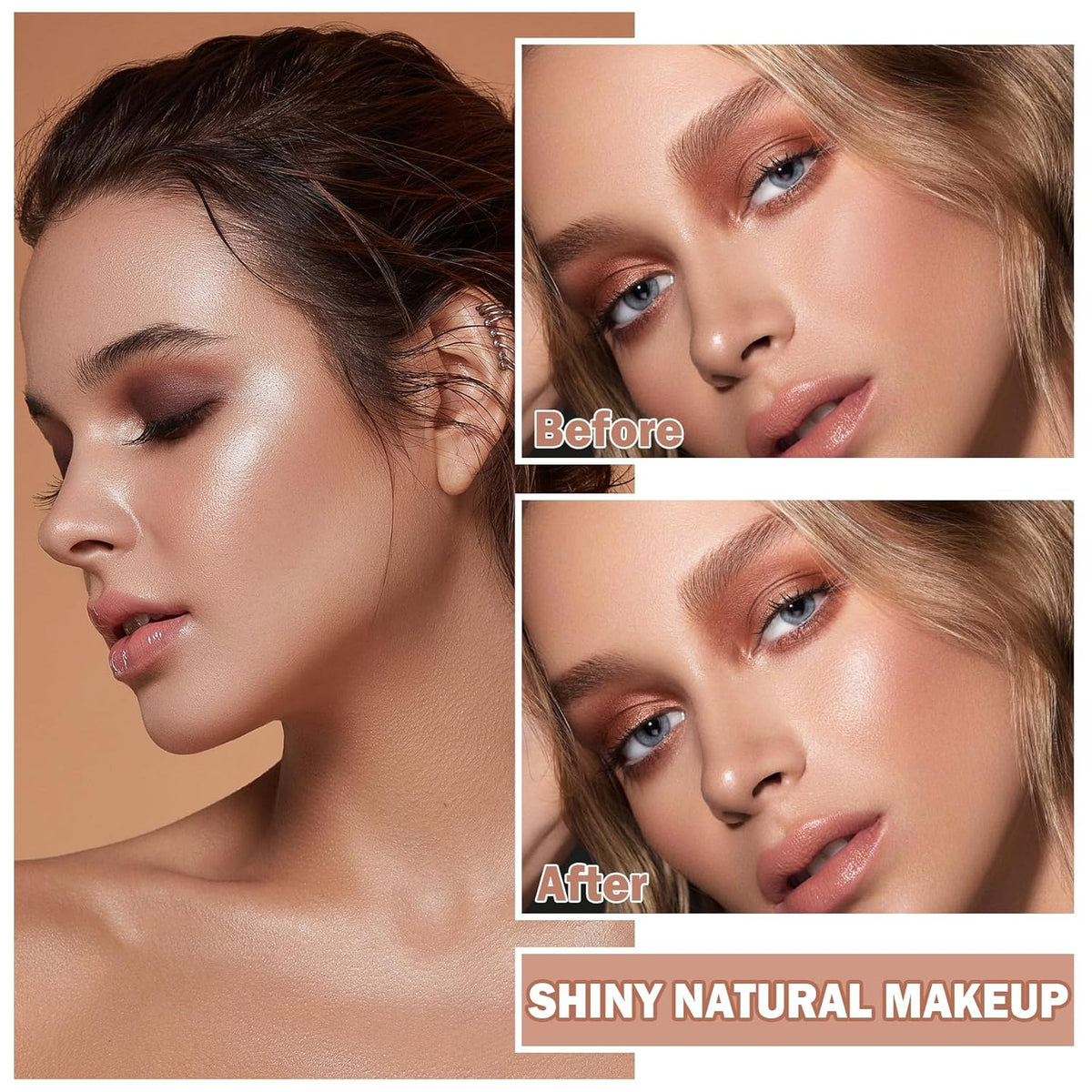 Face Glitter Highlighter Makeup Palette Shimmer Contour Powder Waterproof Long-Lasting, Brightens