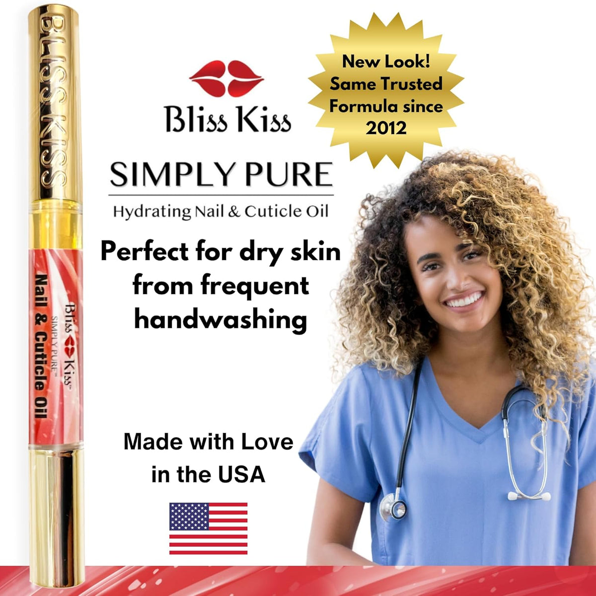 Bliss Kiss | 1 Candy Cane Fragrance | Nail Oil Cuticle Pen w/Vitamin E & Jojoba⏤Nail Strengthener