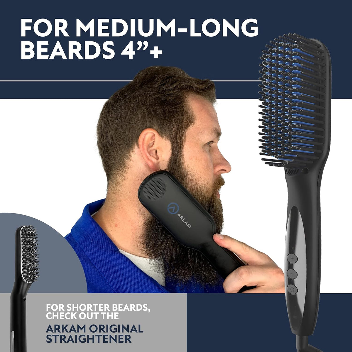 Arkam Beard Straightener for Men -Premium Heated Beard Brush Kit w/Anti-Scald Feature, Dual Action