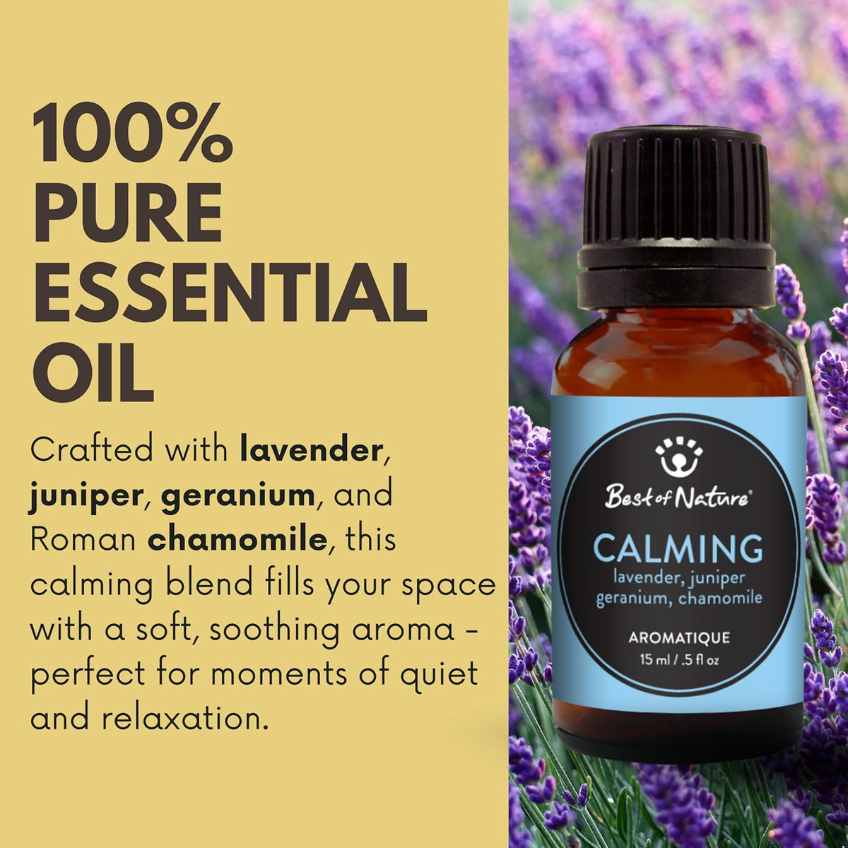 Best of Nature Calming Essential Oil Blend – Lavender, Roman Chamomile, Geranium & Juniper – 100%