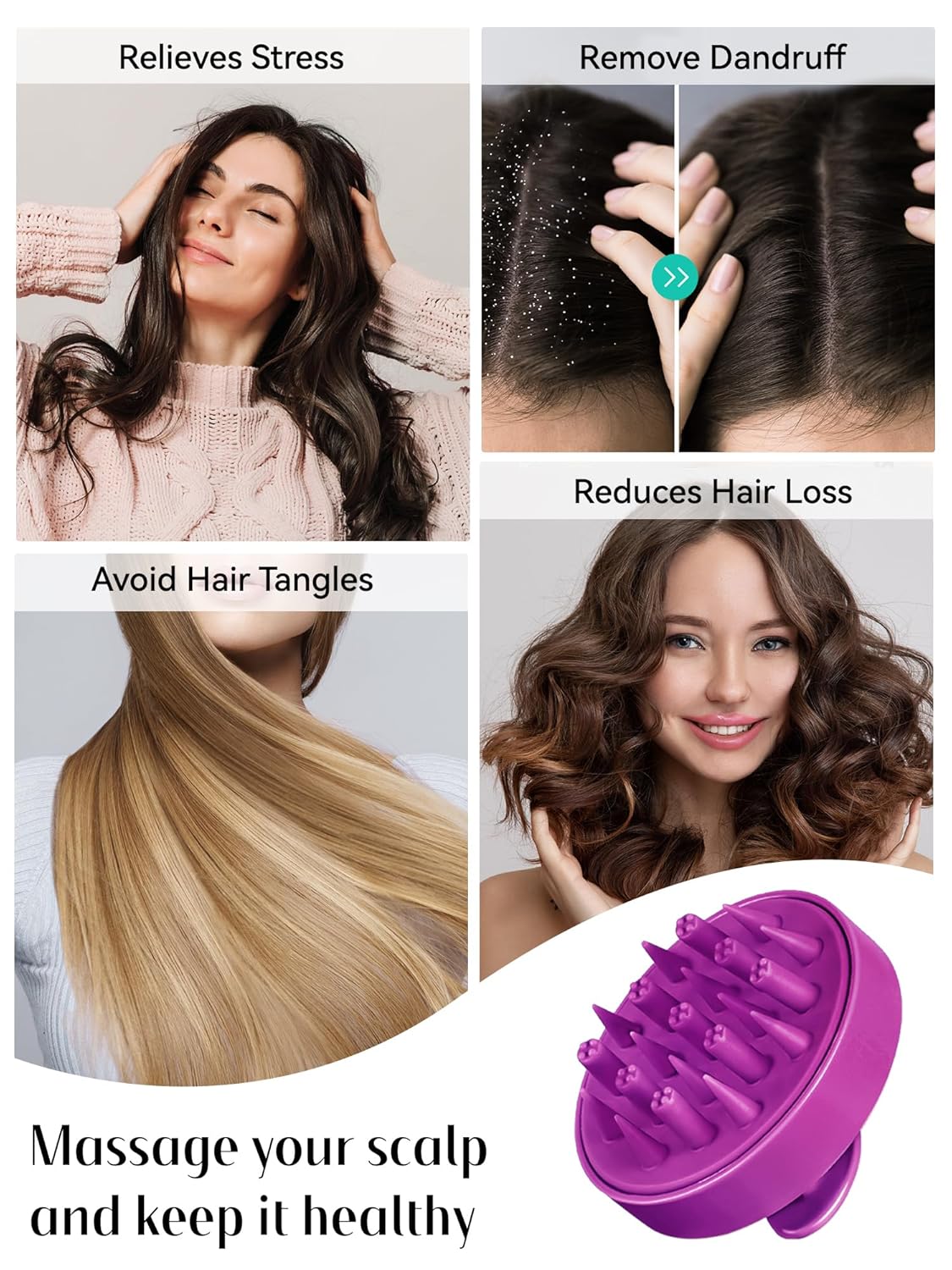 HEETA Hair Scalp Massager for Hair Growth, Shampoo Brush, Scalp Scrubber Exfoliator with Soft