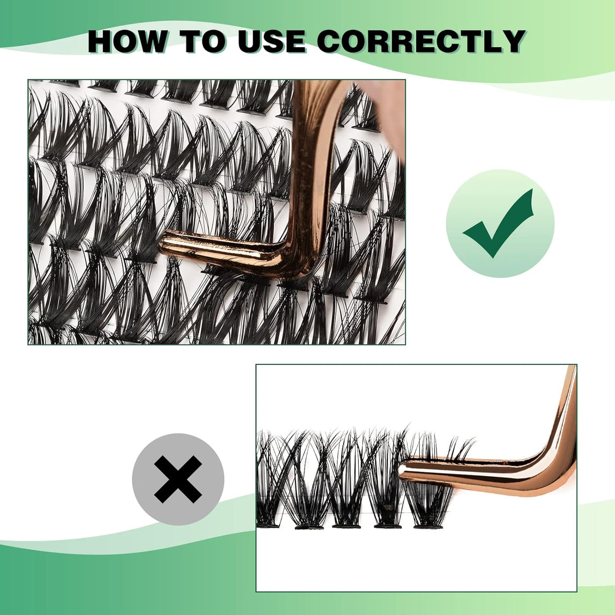 Lash Clusters 300pcs Eyelash Clusters 50D 0.07D Curl 12mm DIY Eyelash Extension KEYYOU Large Tray
